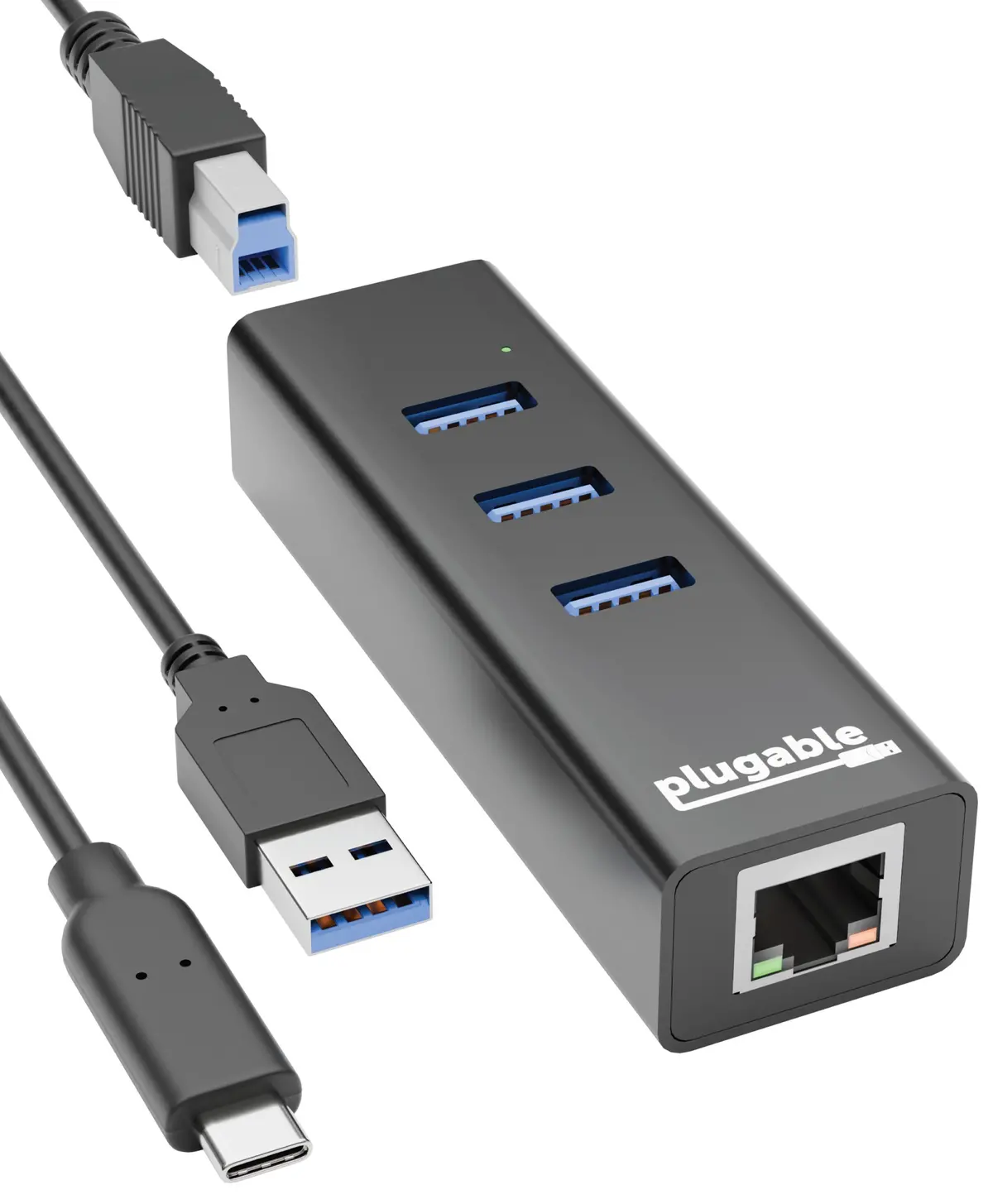 Plugable Usb 3.0 3-Port Bus Powered Hub With Gigabit Ethernet 1