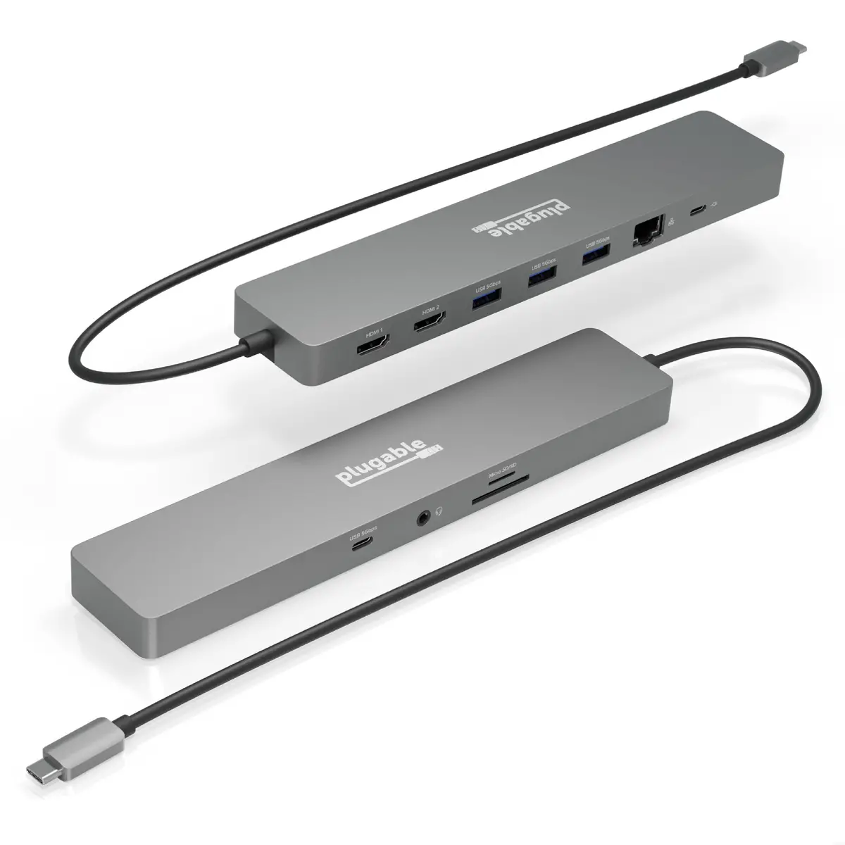 Plugable 11-In-1 Usb-C Hub, 100W Usb-C Pass-Through, Laptop Docking Station Dual Monitor, 4K 60Hz Hdmi, Compatible With Thunderbolt, Windows, Chromebooks, Displays Mirrored On Mac 1
