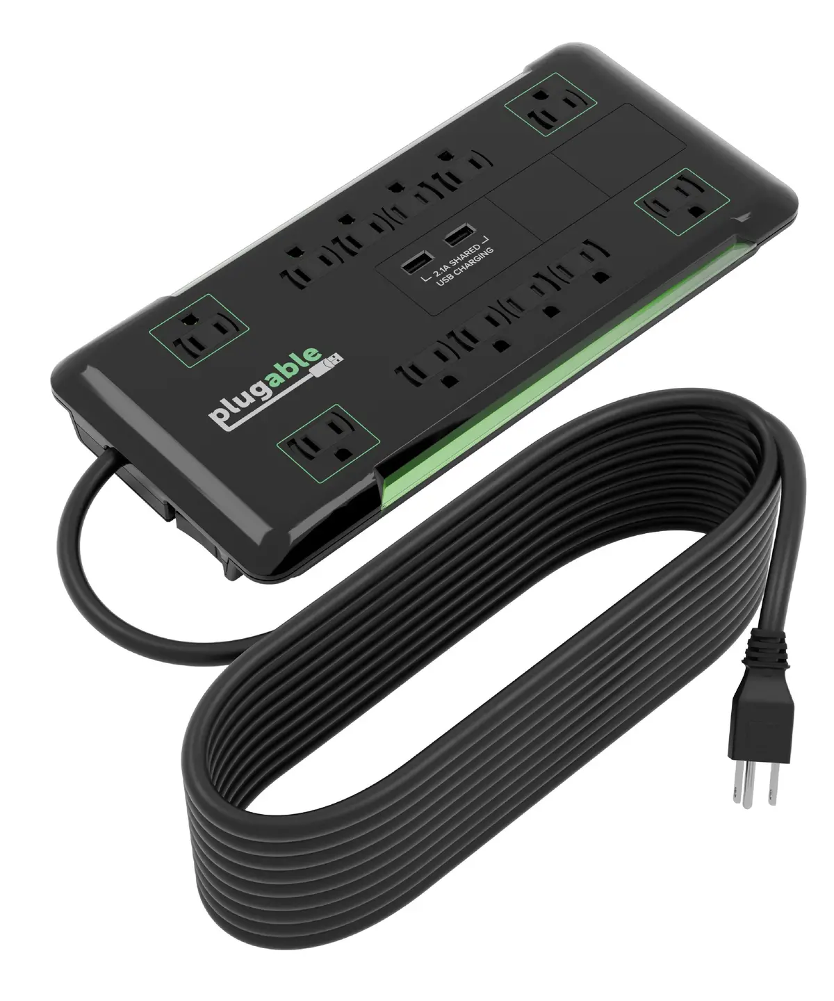 Plugable 12-Outlet Power Strip With 2-Port Usb Charger (25Ft/7.6M Cable) 1