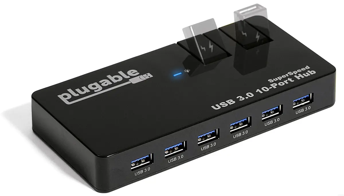 Plugable Usb 3.0 10-Port Hub With 50W Power Adapter 1