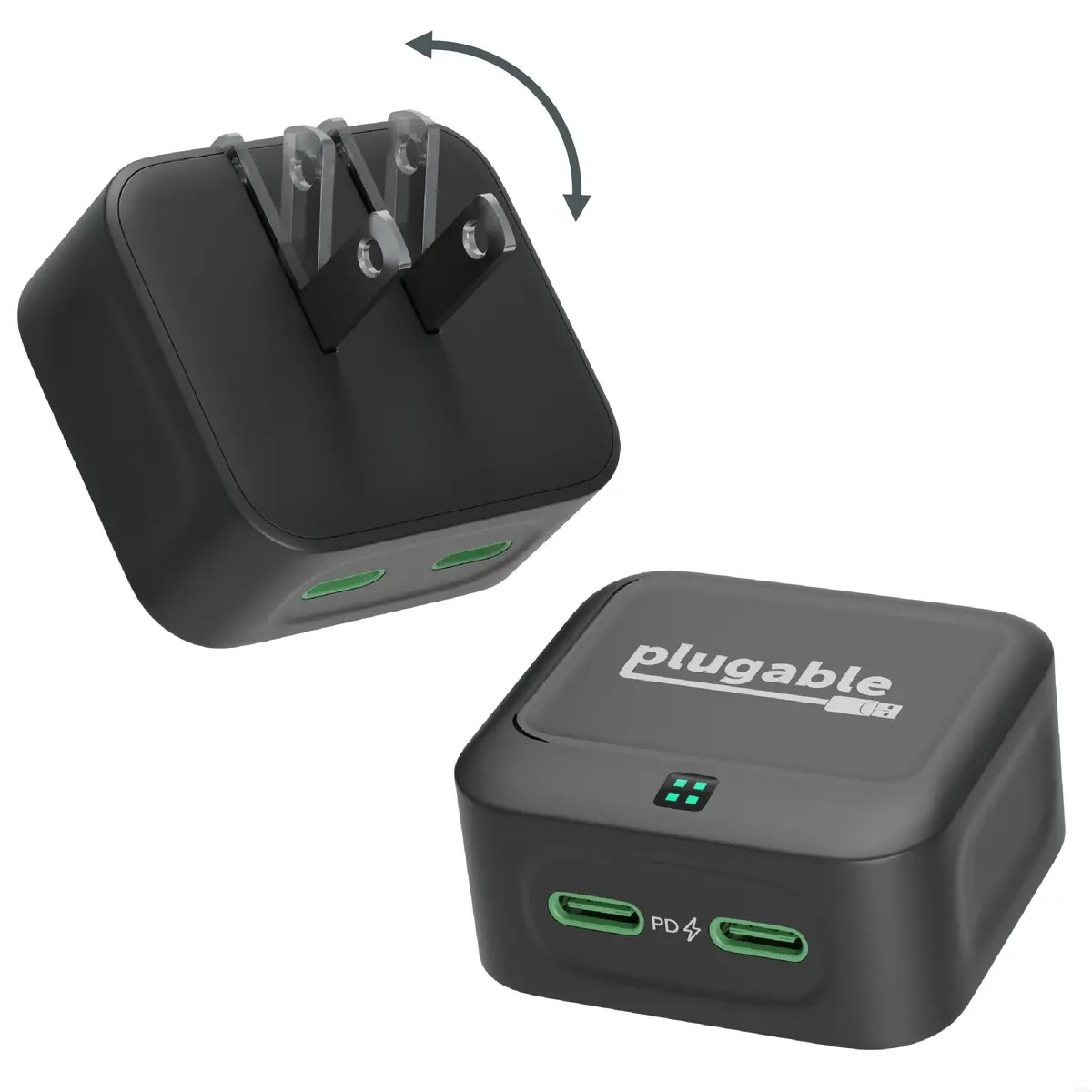 Plugable Dual Usb-C Fast Charger, 40W - Black 1