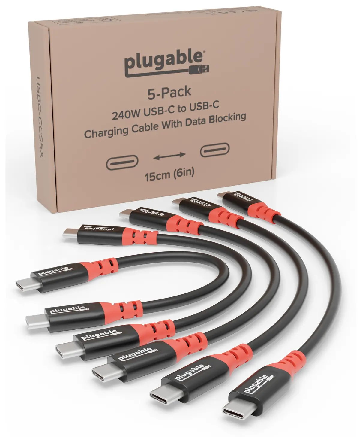 Plugable Usb-C Cables, Data Blocker Charge Only, 240W (6 Inch, Pack Of 5) 1