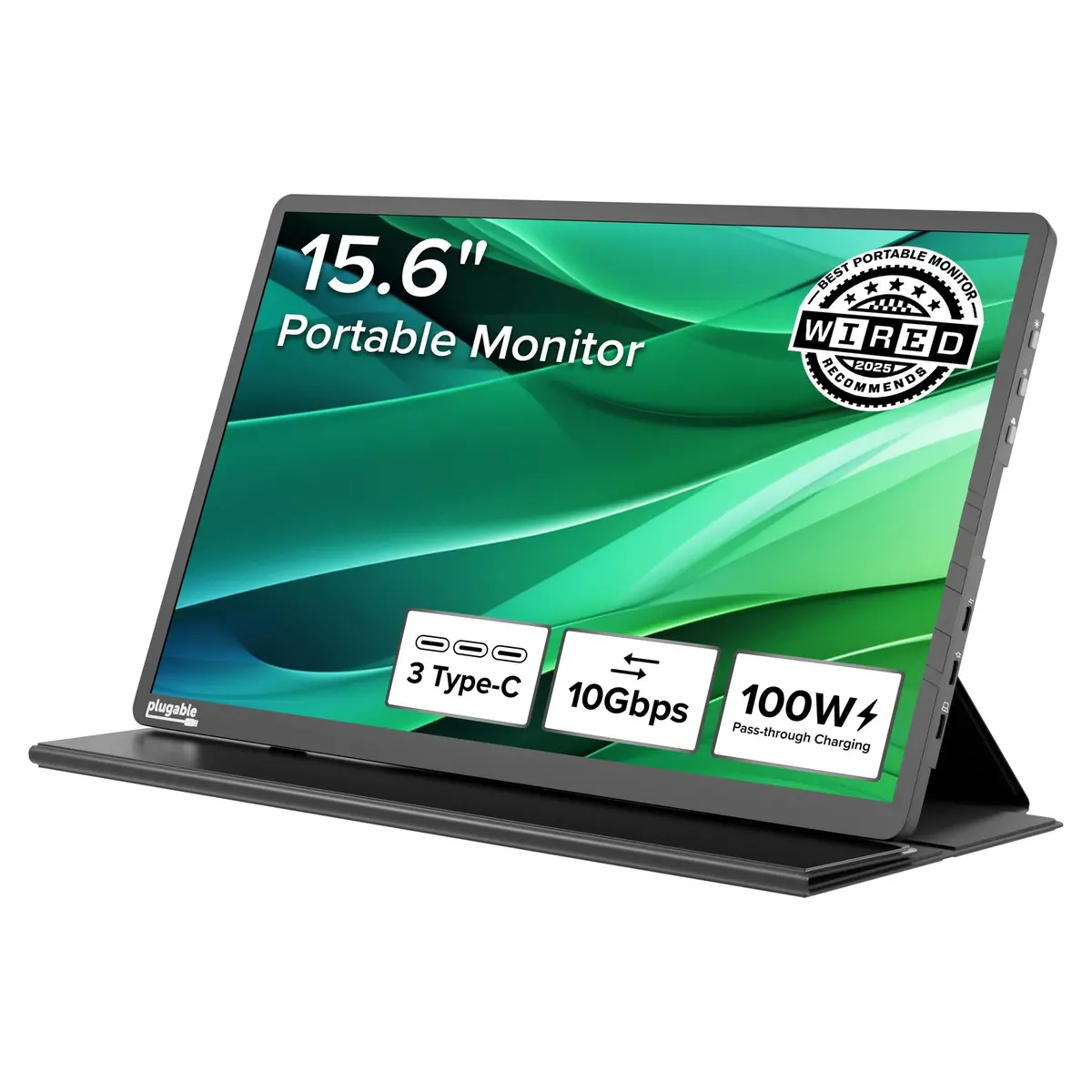 Plugable Usb-C Portable Monitor With Protective Case/Stand, 100W Pass-Through Charging 1