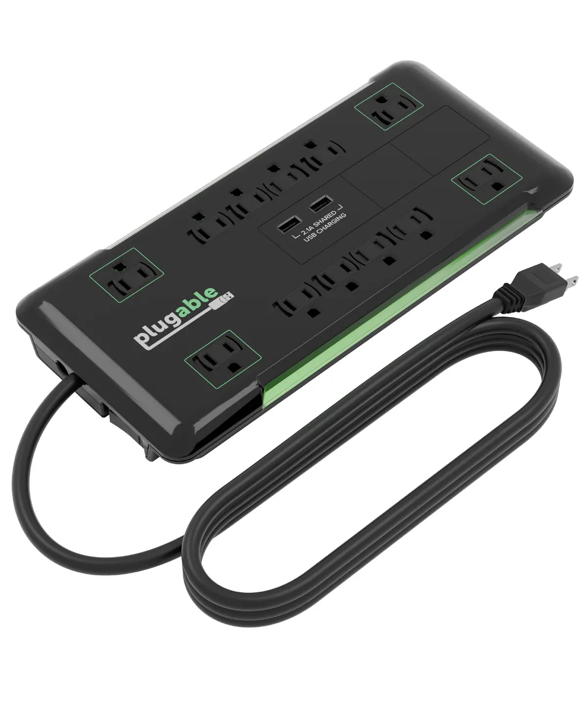 Plugable 12-Outlet Power Strip With 2-Port Usb Charger 1