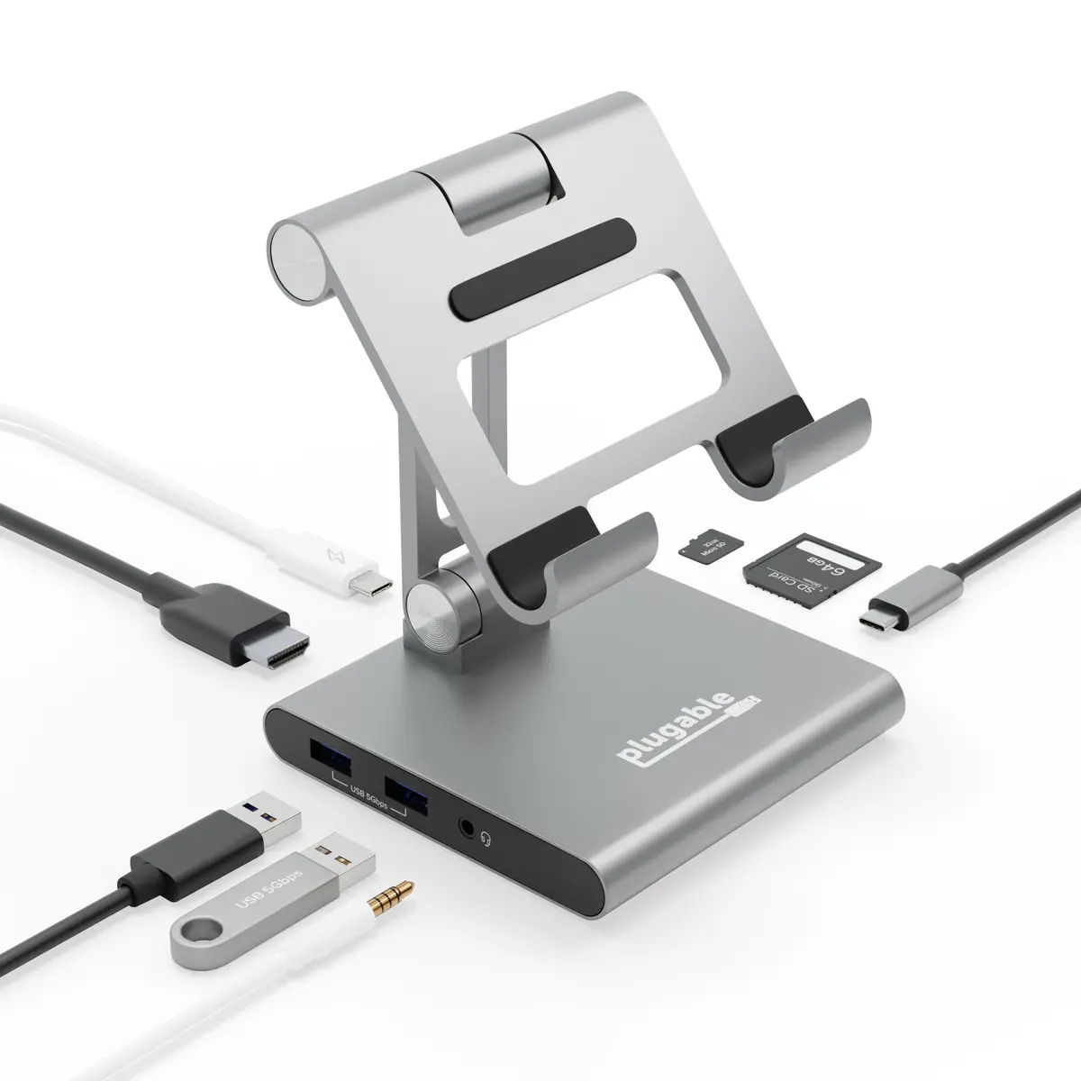Plugable Usb-C Tablet / Phone / Ipad Stand With Docking Station, 100W Charging 1