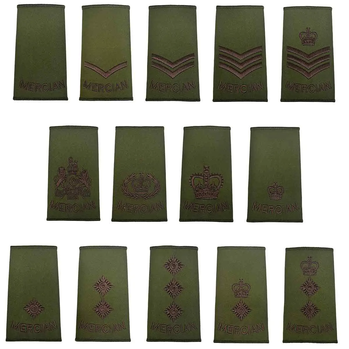 Mercian Regiment Olive Green Rank Slides (Pair) 1