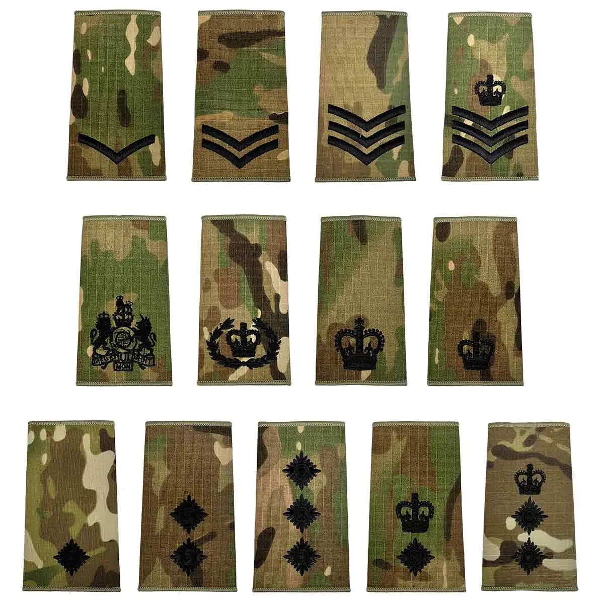 Multicam Rank Slides With Black Embroidery (Pair) 1