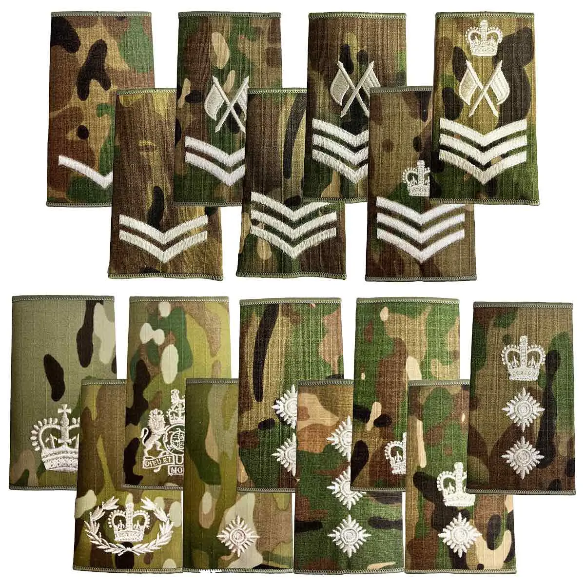 Multicam Rank Slides With Ivory Embroidery (Pair) 1
