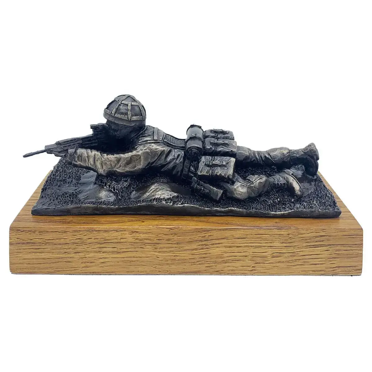 Prone Soldier With Sa80 Bronze Resin Statue 1