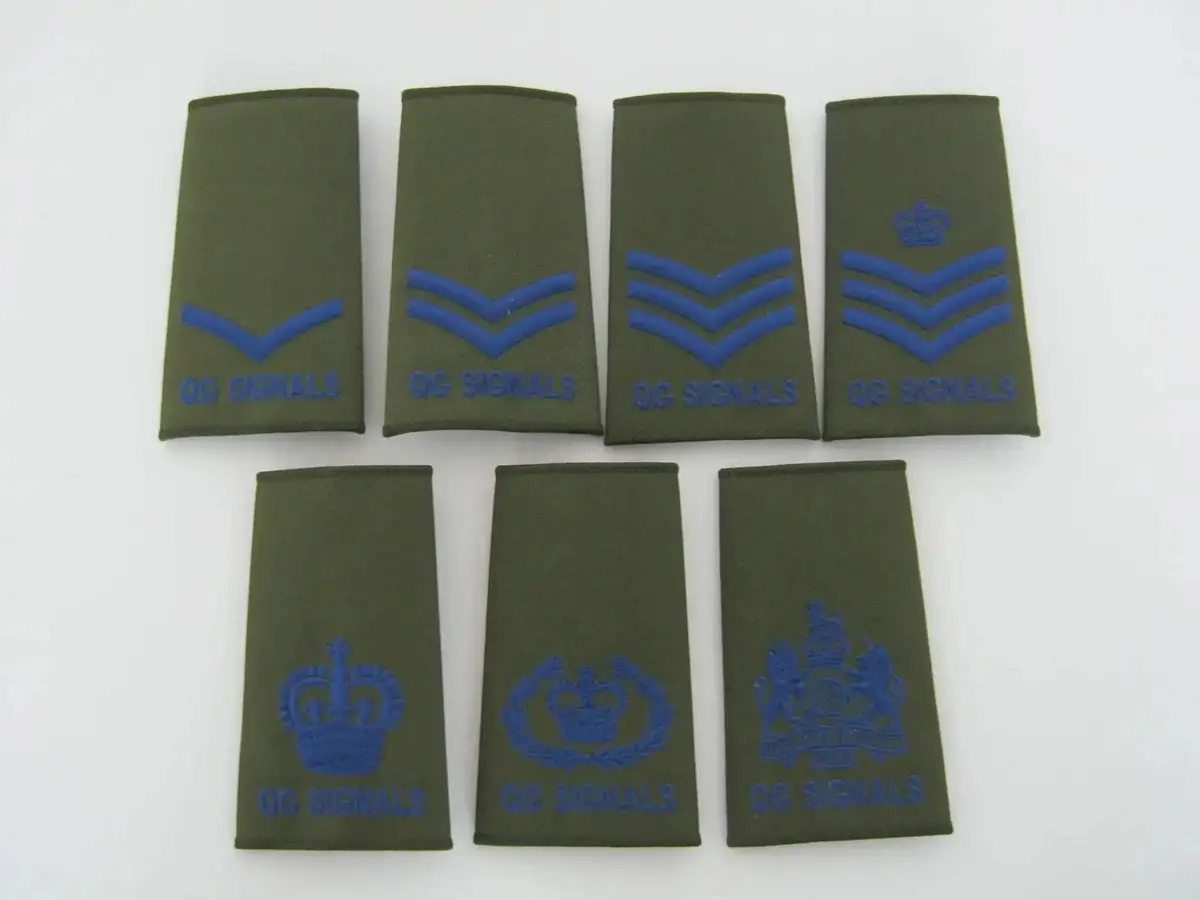 Queens Gurkha Signals Olive Green Rank Slides (Pair) 1