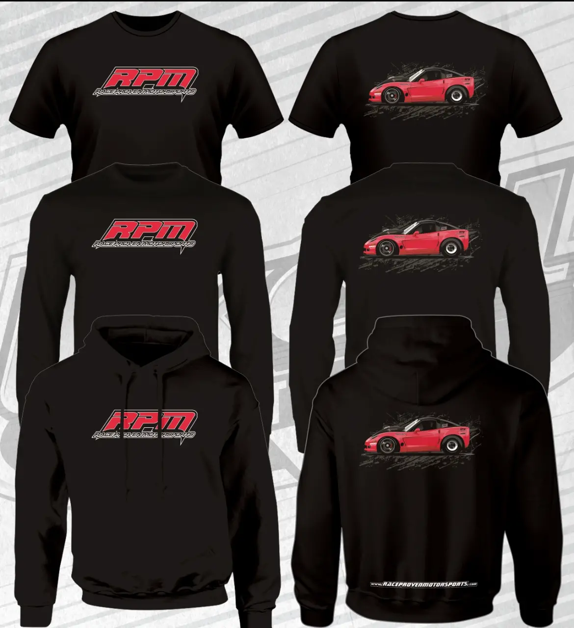 New!!!   Rpm Corvette Racecar Black Pullover Hoodie 1