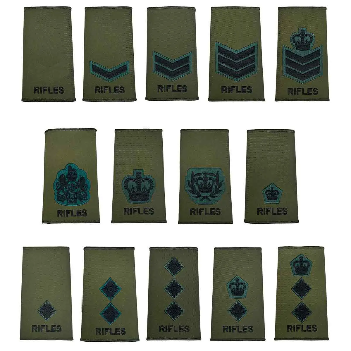 Rifles Regiment Olive Green Rank Slides (Pair) 1
