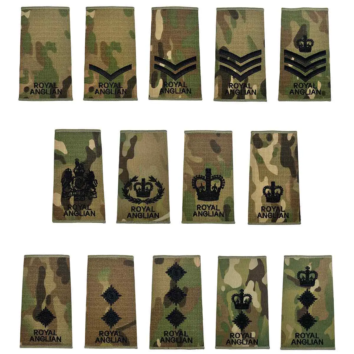 Royal Anglian Multicam Rank Slides (Pair) 1