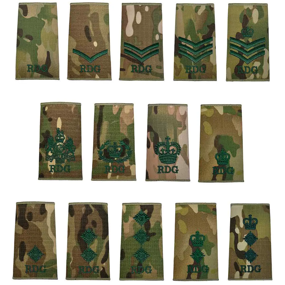 Royal Dragoon Guards Multicam Rank Slides (Pair) 1