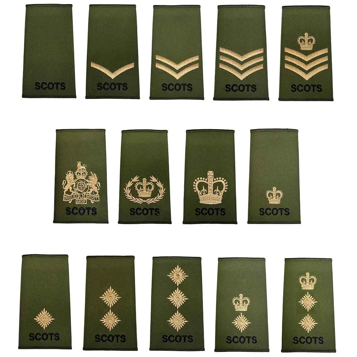 Royal Regiment Of Scotland Olive Green Rank Slides (Pair) 1