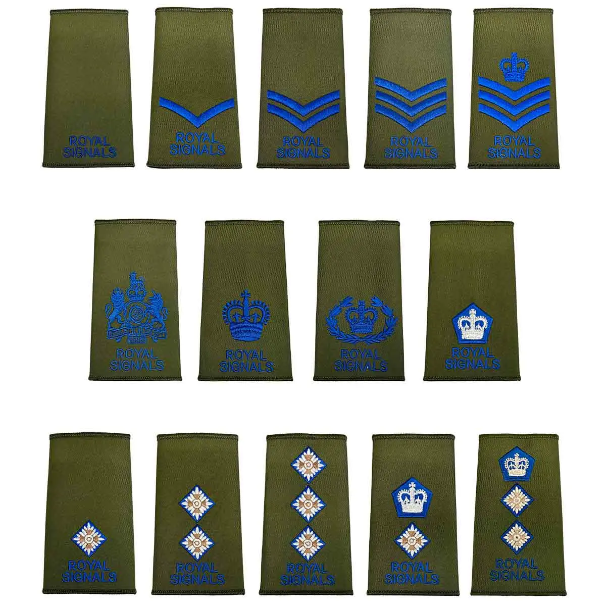 Royal Signals Olive Green Rank Slides (Pair) 1
