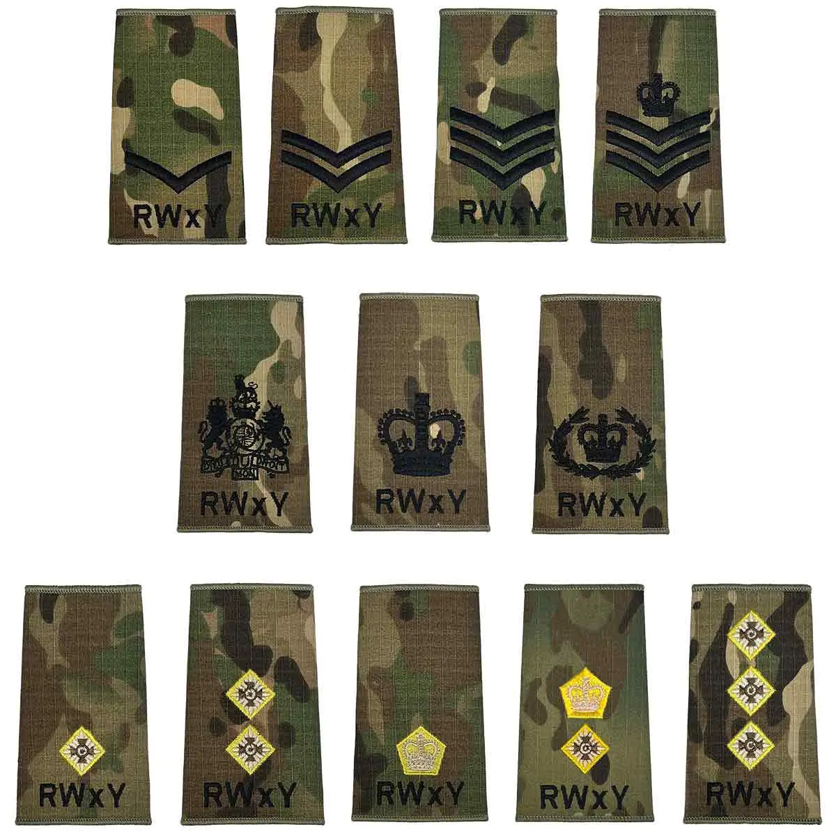 Royal Wessex Yeomanry Rwxy Multicam Rank Slides (Pair) 1
