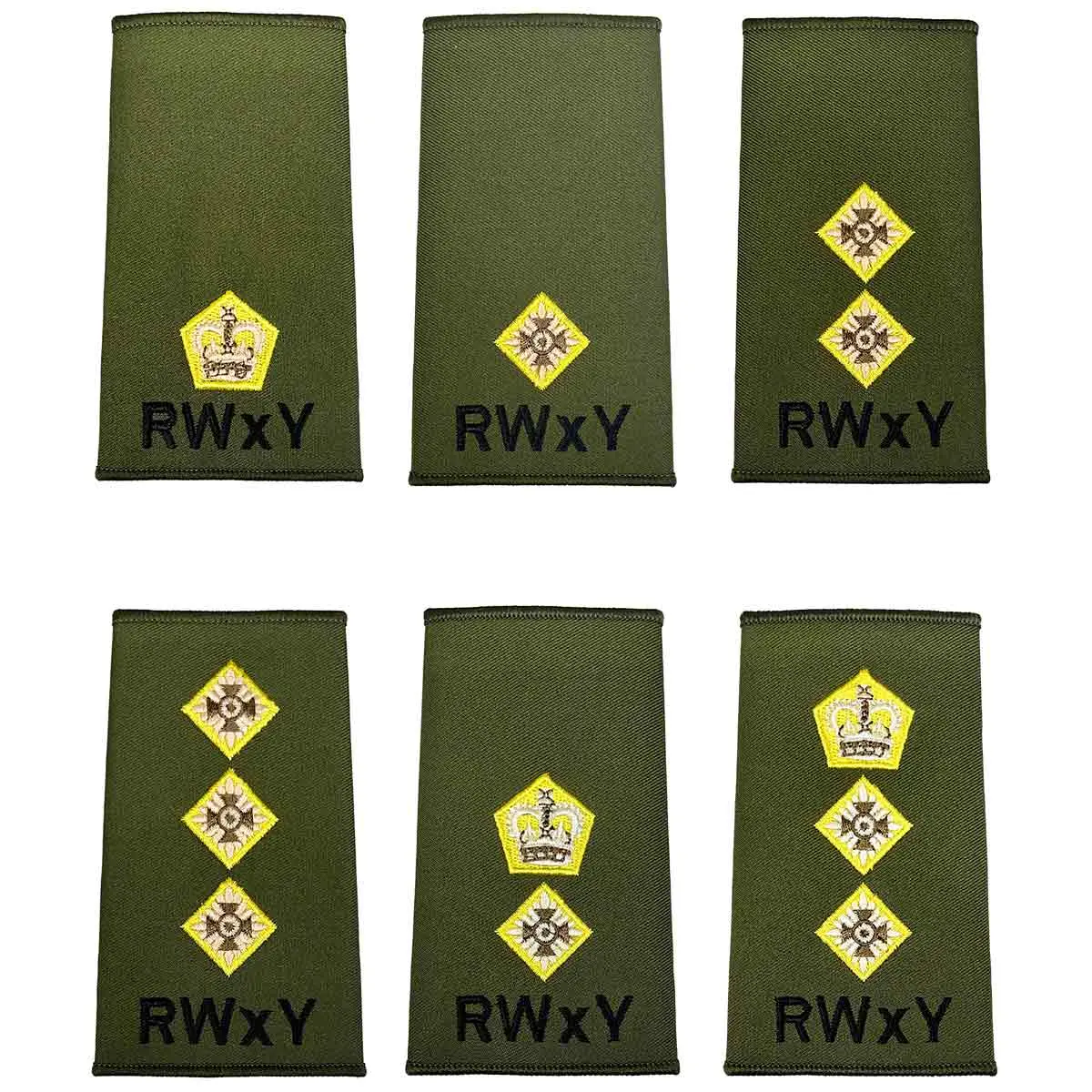 Royal Wessex Yeomanry (Rwxy) Olive Green Rank Slides (Pair) 1