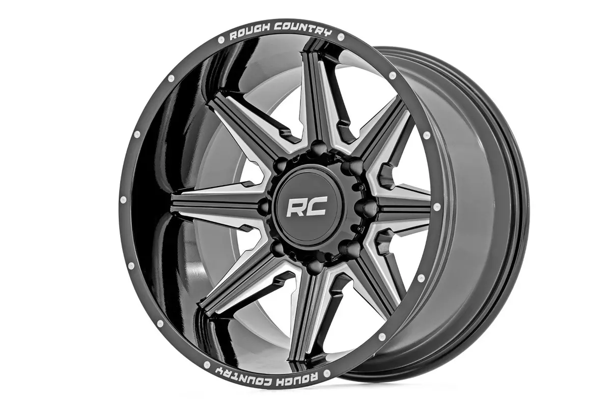 Rough Country 91M Series Wheel | One-Piece | Gloss Black | 20X12 | 8X6.5 | -44Mm | 2001-2010 |  91201210M 1