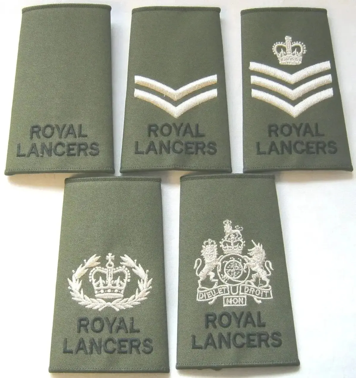 The Royal Lancers Olive Green Rank Slides (Pair) 1