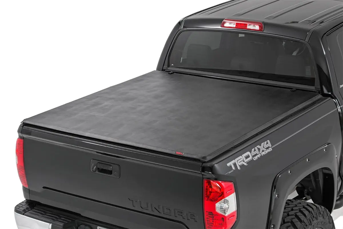 Bed Cover | Tri Fold | Soft | 6'7" Bed | No Oe Rail | Toyota Tundra | 2007-2022 | Rough Country | 41419650A 1