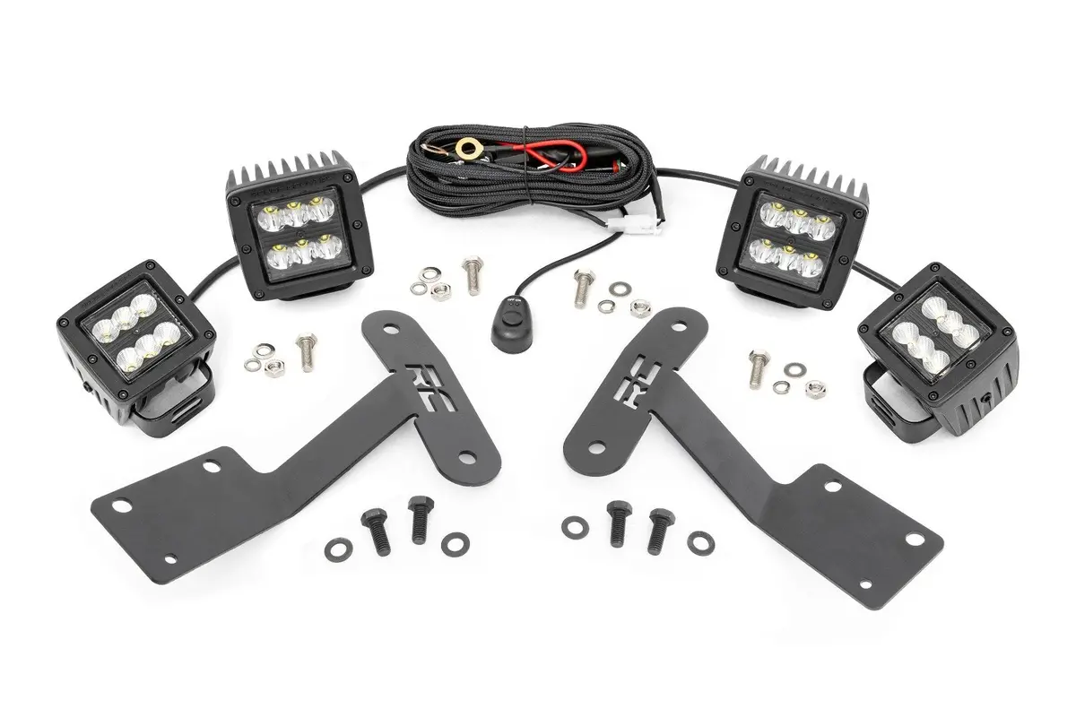 Led Light | Ditch Mount | Dual 2" Black Pairs | Spot/Flood | Toyota Tundra | 2014-2021 | Rough Country | 70866 1