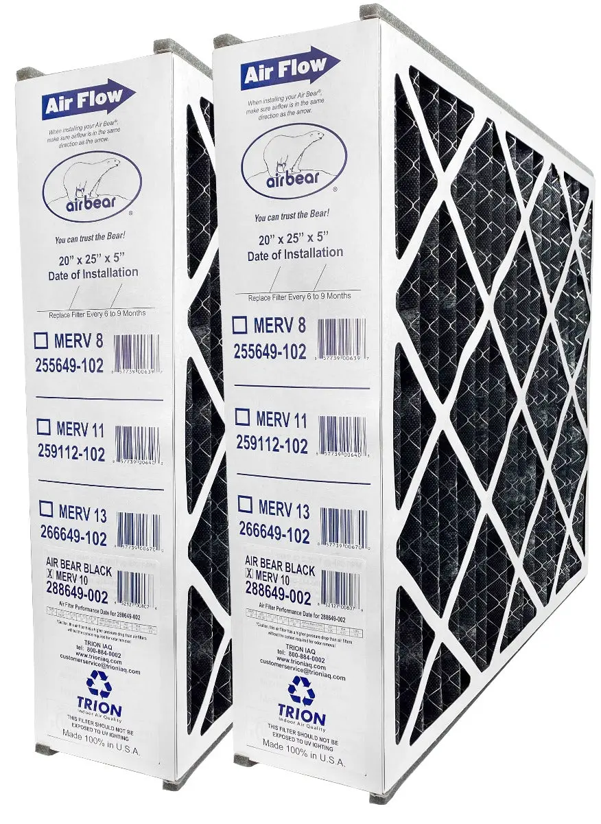 Trion Air Bear Black 288649-002 (2-Pack) - 20" X 25" X 5" Odor Reduction Carbon Filter, Merv 10 1