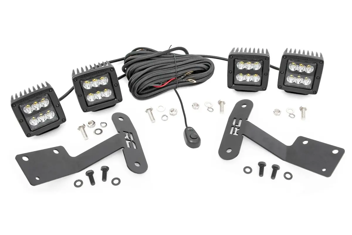 Led Light | Ditch Mount | Dual 2" Black Pairs | Spot | Toyota Tundra | 2014-2021 | Rough Country | 70835 1