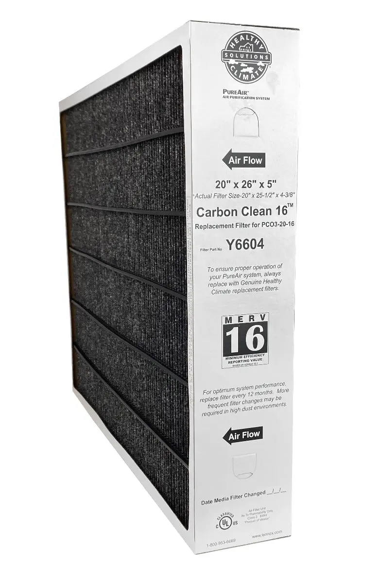 Lennox Y6604- Pureair Pco3-20-16 Merv 16 Filter- 20" X 26" X 5" 1