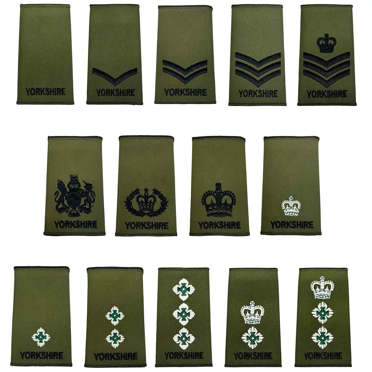 Yorkshire Regiment Olive Green Rank Slides (Pair) 1