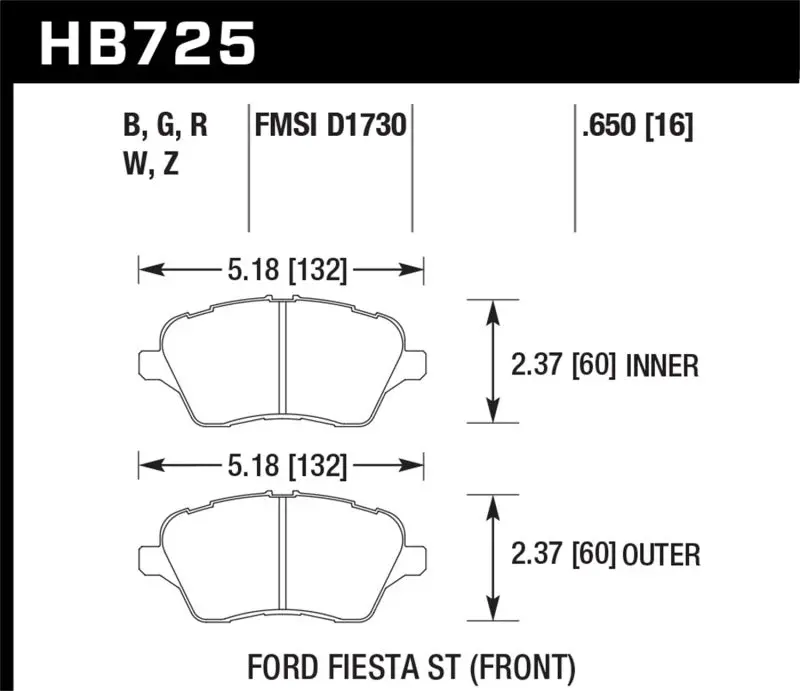 Hawk Hp Plus Front Brake Pads For 2014–2016 Ford Fiesta St 1