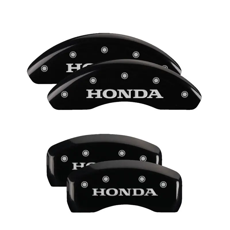 Mgp Engraved 4-Piston Caliper Covers For Honda – Front & Rear, Black Finish With Silver Accent Lettering 1