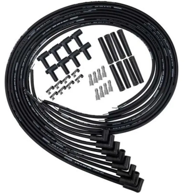 Moroso 90° Plug End Wire Kit – Black Ultra 40-Gauge Ignition Wires With Coil Pack Adapter 1