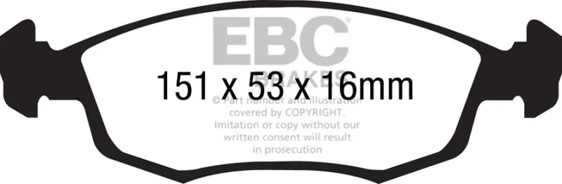 Ebc Redstuff Front Brake Pads For 2011+ Fiat 500 1.4L With Ate Calipers 1