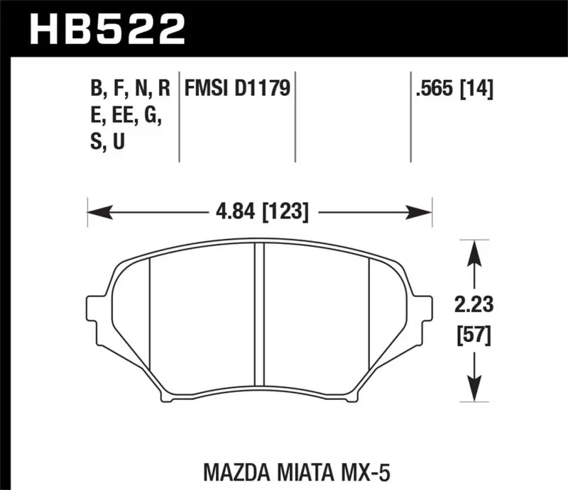 Hawk Performance Er-1 Front Brake Pads With Clips For 2015 Mazda Mx-5 Miata 2.0L (25Th Anniversary Edition) 1
