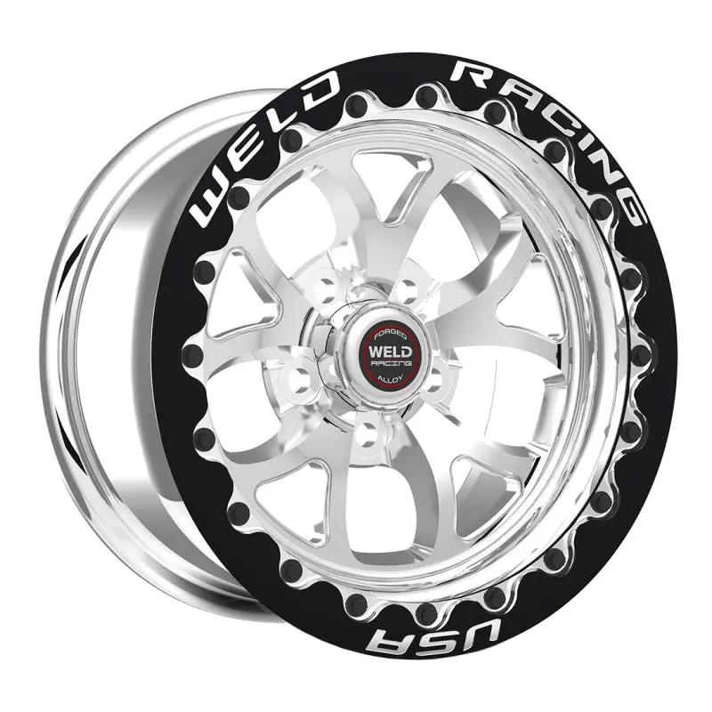 Weld S76 Polished 17X10 Beadlock Wheel – 5X115 Bolt Pattern, 6.7" Backspace, Black Single Beadlock Ring 1