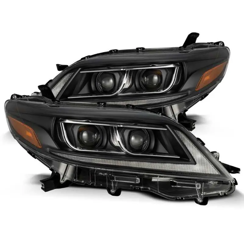 Alpharex Pro-Series Projector Headlights For 2011–2021 Toyota Sienna – Black Housing W/ Sequential Turn Signals & Drls 1