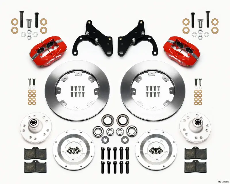 Wilwood Forged Dynalite Brake Kit – Front 12.19-Inch Rotors, Red Calipers, For 1965–1968 Chevy Impala Drum Spindle 1